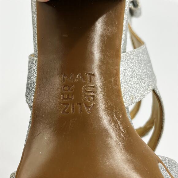 Naturalizer Dianna Strappy Heeled Sandal in Silver Glitter Size 10M - Picture 8 of 10